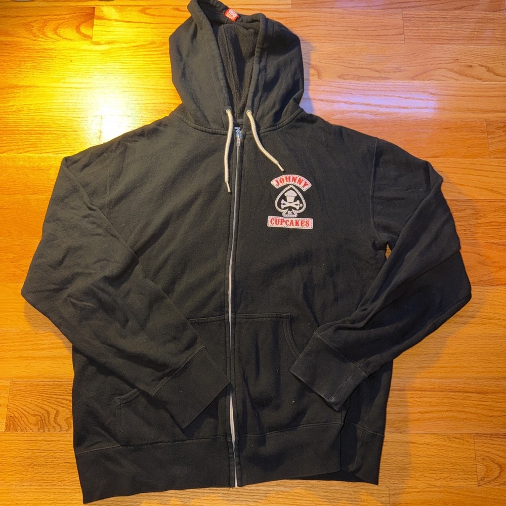 Johnny Cupcakes Black Full Zip Up Hoodie Sweatshirt  Size L Sons Of A Bakery